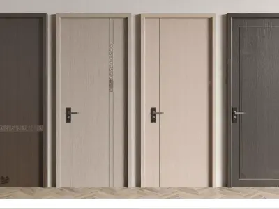 Wooden-door Single-door Bedroom-door 3D model