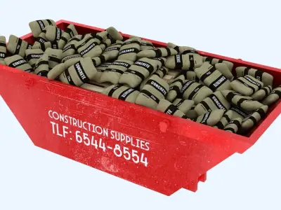 Industrial Container with concrete sacks 2 3D model