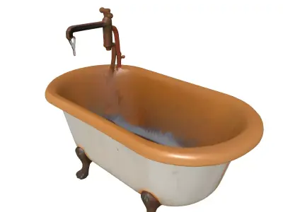 Rusty Vintage Clawfoot Bathtub Faucet Low-poly 3D model