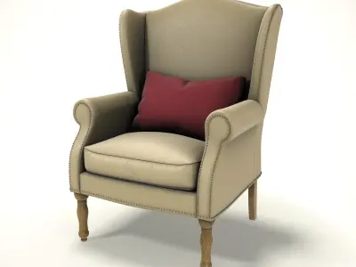 wingback chair fhouse 010 Low-poly 3D model