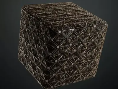 Black Sci-fi Geodesic Wall Mesh PBR Seamless Texture