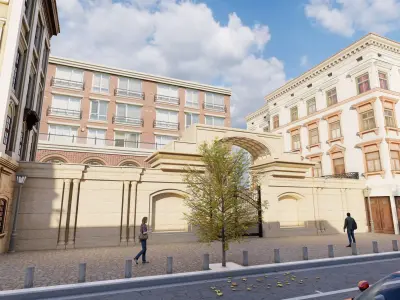 Classic stone facade-Building Classic Facade Element 3D model 3D model