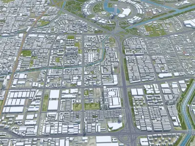 Zhengzhou Henan China 150km Low-poly 3D model