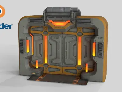 Sci-Fi Door v2 Low-poly 3D model