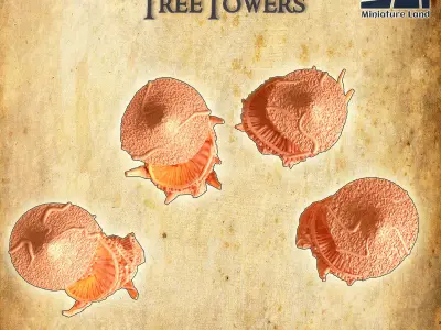 Elven TreeTowers  Tabletop Terrain 28 MM 3D print model