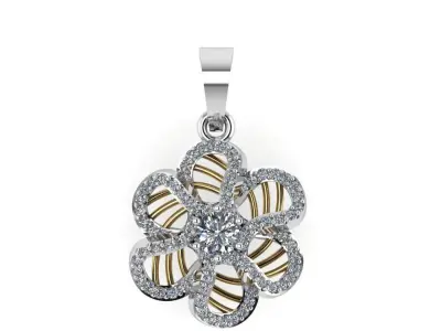 PENDANTS flower pendant with diamonds 3D print model