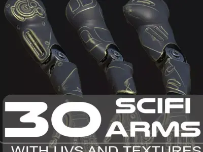 30 SCIFI ARMS with 4k Textures and UVS for ALL Softwares 3D model