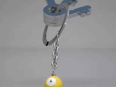 A Snooker Ball with Keychain 3D model
