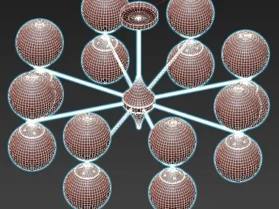 mimosa-a3649pl-16pb modern chandelier with balls and gold acc... 3D model