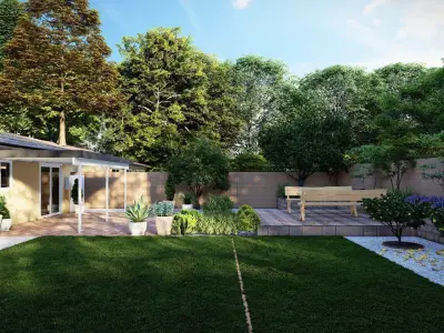 3D Exterior Scene 3D model design garden and landscape 3D 3D model 2