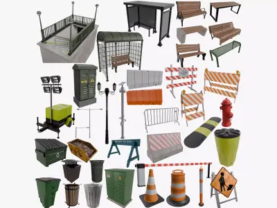 Street Element Collection 01 3D Model Pack