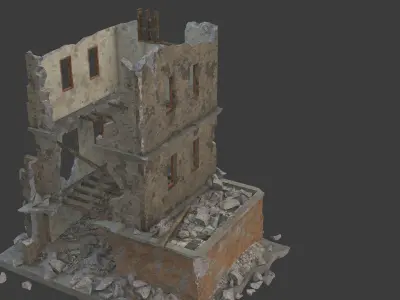 destroyed building Low-poly 3D model