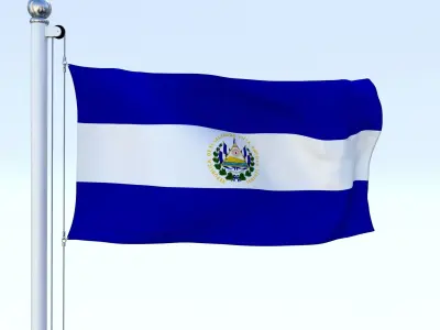 Animated El Salvador Flag Low-poly 3D model