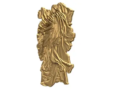 Golden Flowing Fabric decor set wall mural 3D Model for CNC  3D print model