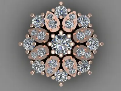 Rose Gold Diamond Women Earring 3D print Model 3D print model 26