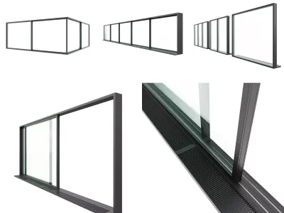 Glazing set with doors and windows 3D model
