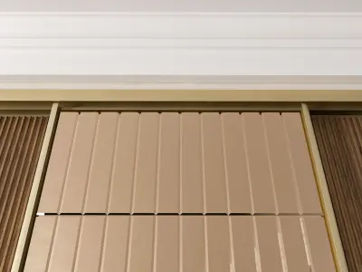 Sliding door mirror and wood door 3D model