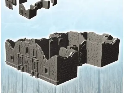 Ruined church at the Alamo Fort 28 - Cowboy USA America ACW Amer 3D print model