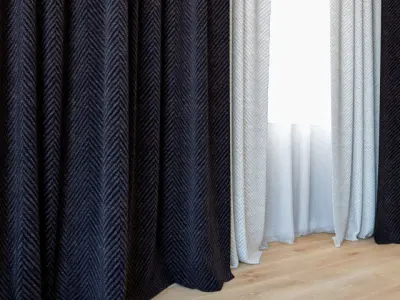 Curtains 33 Curtains with Tulle 3D model