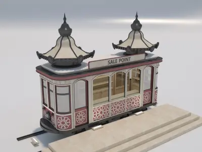 Vintage Tram Style Kiosk 3D model