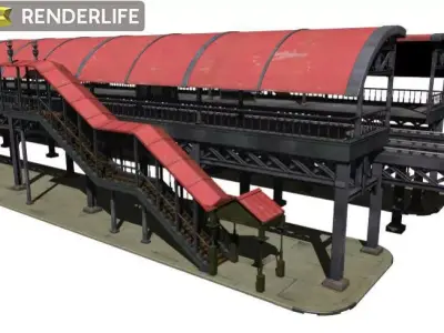 Elevated Train Station 3D model
