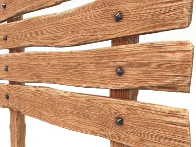 Wooden street signpost Low-poly 3D model