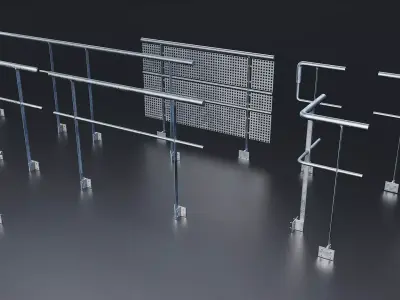 Metal Safety Railing Set Low-poly 3D model
