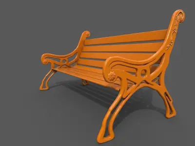 Street Bench Low-poly 3D model