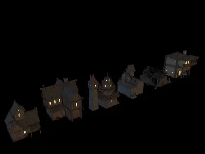 Fantasy Building pack Low-poly 3D model