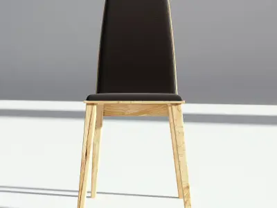 Wooden Black Fabric Sidechair 3D model
