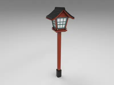 Red japanese lantern Low-poly 3D model