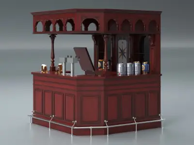  Pub-Style Bar with Tap Dispenser and Arched Rack Red-Brown 