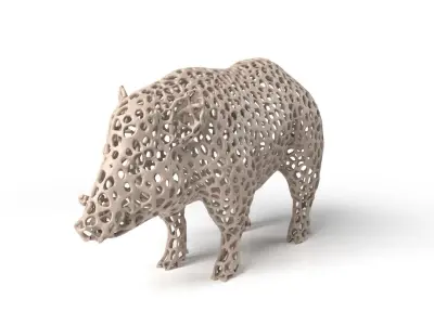 Wildboar Voronoi Low-poly 3D model