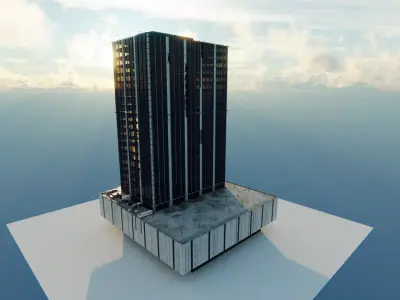 Piraeus Tower Low-poly 3D model