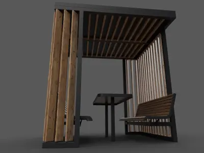 Outdoor shelter Low-poly 3D model