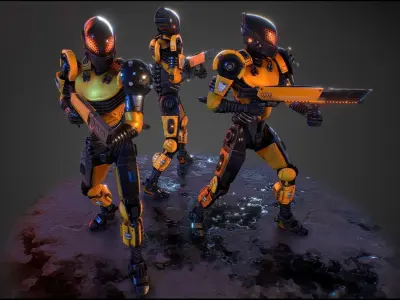  Weaponized Autonomous Sentinel Police Low-poly 3D model