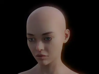REALISTIC FEMALE CHARACTER WITH CHROME STRUCTURES  3D model