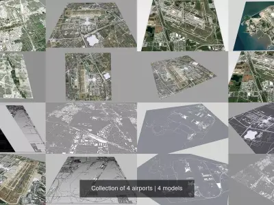 Collection of 4 airports 3D Model Pack