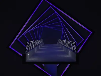 Bridge with Lighting Low-poly 3D model