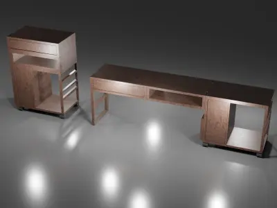 Japan Desk  Low-poly 3D model