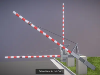 Railroad Barrier 4m Low and High-Poly Version 3D Model Pack
