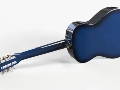 Blue Sunburst Acoustic Guitar 3D model