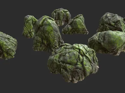 Riverbank Rocks 02 Low-poly 3D model