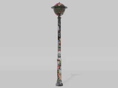 Low-Poly Street Lamp Game Ready  PBR Textures  Optimized Free low-poly 3D model