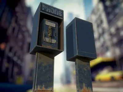 street public phone  Low-poly 3D model