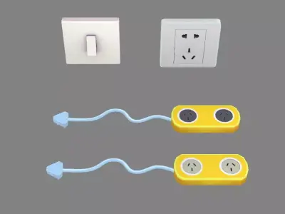 Cartoon Switch and Sockets Low-poly 3D model