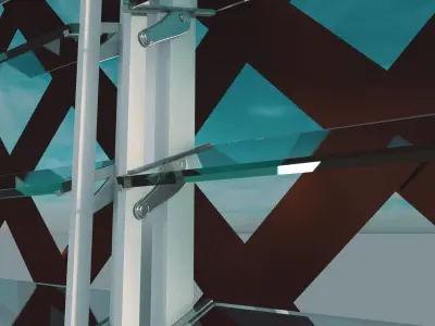 Window glass fence with lattice pattern 3D model