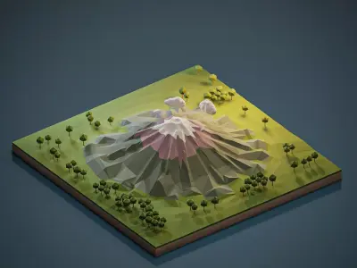 Mount Fuji Low-poly 3D model