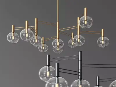 Temper Glass Chandelier Minimalist Style Lampatron 3D model
