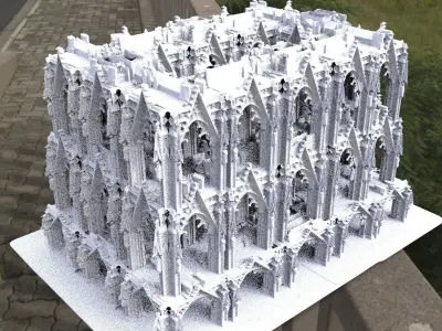 Victorian architecture Cathedral archway fantasy hallways 3D model